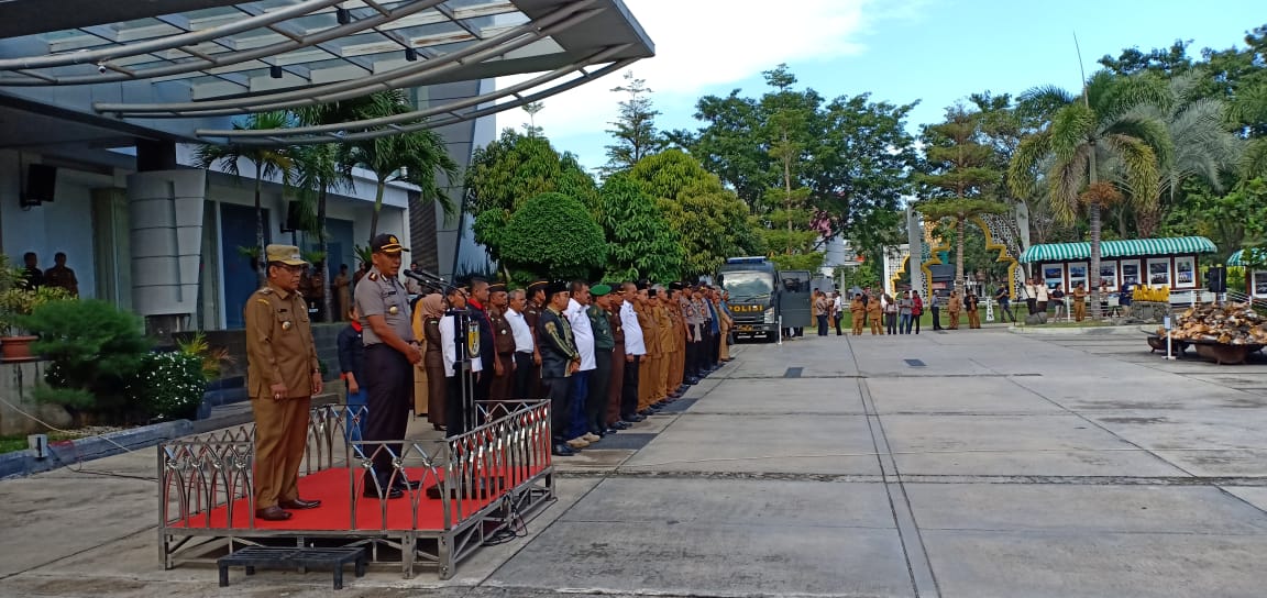 Apel Gabungan Deklarasi Gampong Anti Narkoba 2019 dan Pemusnahan BB ganja dan Shabu di Halaman Balaikota Banda Aceh