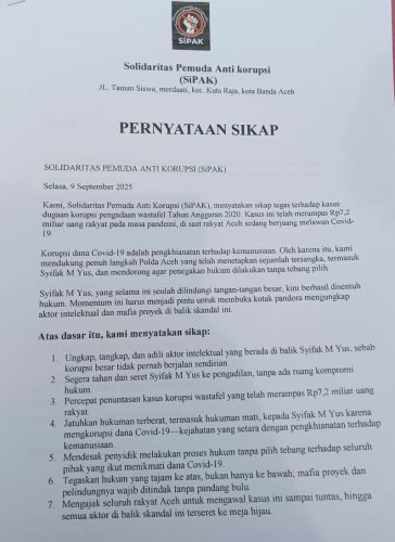 UNJUK RASA SIPAK (SOLIDARITAS PEMUDA ANTI KORUPSI) Di MAPOLDA ACEH